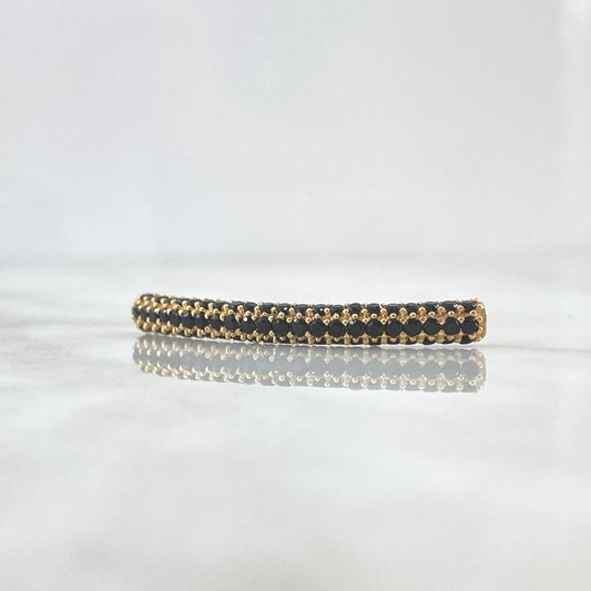 Herraje Tubular Curvo 3.6gr / 3.8cm / Circones Negros Oro Amarillo 18K