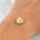 Herraje Rostro Pantera Plana 1.7gr / 1cm / Circones Blancos - Ojos Verdes Oro Amarillo 18K