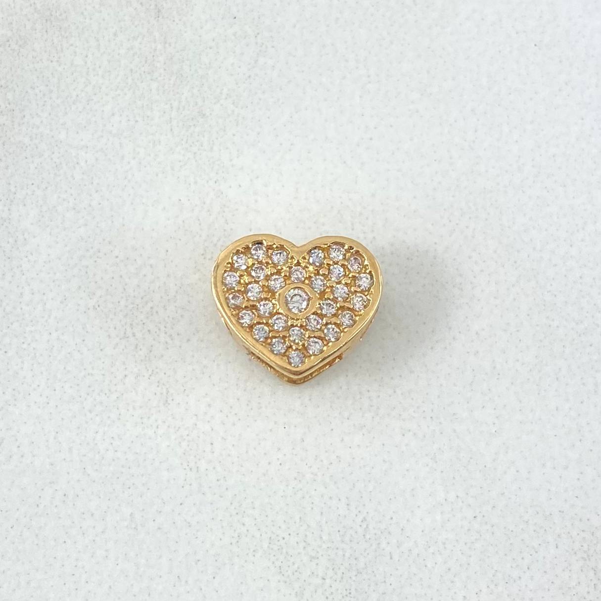 Herraje Corazón Punto 1.55gr / 0.8cm / Circones Blancos Oro Amarillo 18K