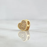 Herraje Corazón Punto 1.55gr / 0.8cm / Circones Blancos Oro Amarillo 18K
