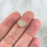 Herraje Corazón Punto 1.55gr / 0.8cm / Circones Blancos Oro Amarillo 18K
