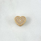 Herraje Corazón Punto 1.55gr / 0.8cm / Circones Blancos Oro Amarillo 18K