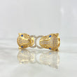 Herraje Panteras Aro 6.55gr / 3.6cm / Circones Blancos - Ojos Azules Oro Amarillo 18K
