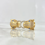 Herraje Panteras Aro 6.55gr / 3.6cm / Circones Blancos - Ojos Azules Oro Amarillo 18K