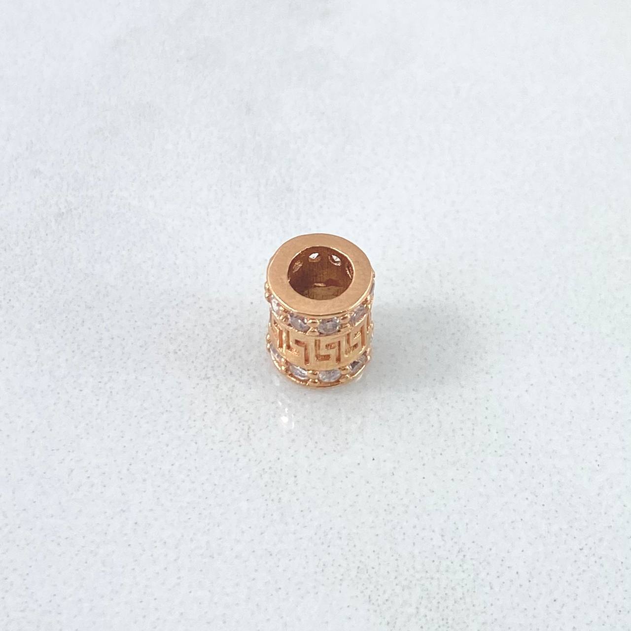 Herraje Barril Tribal 1.45gr / 0.8cm / Circones Blancos Oro Rosa 18K