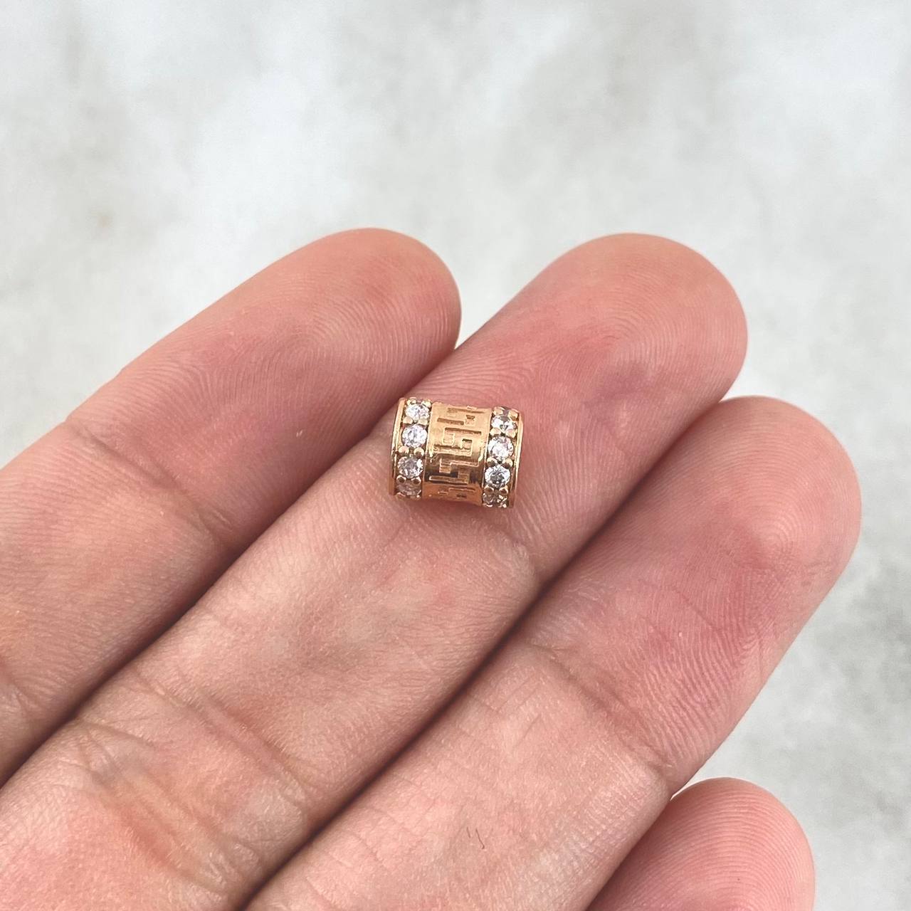 Herraje Barril Tribal 1.45gr / 0.8cm / Circones Blancos Oro Rosa 18K