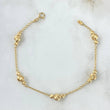 Pulso Aro Seguido Trio 2.55gr / 17.5cm / 3mm - 5mm Bolas Diamantadas Oro Amarillo 18K