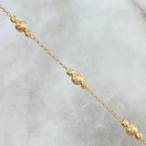 Pulso Aro Seguido Trio 2.55gr / 17.5cm / 3mm - 5mm Bolas Diamantadas Oro Amarillo 18K