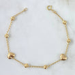 Pulso Aro Seguido Corazón 2.35gr / 17.5cm / 4mm Bolas Diamantadas Oro Amarillo 18K