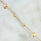 Pulso Aro Seguido Corazón 2.35gr / 17.5cm / 4mm Bolas Diamantadas Oro Amarillo 18K