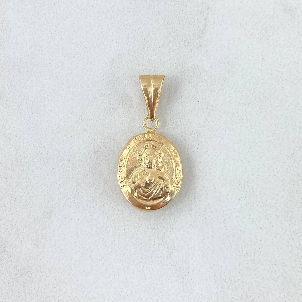 Dije Sagrado Corazón De Jesús - Virgen Del Carmen 0.8gr / 2mm Mate - Liso Oro Amarillo 18K ©