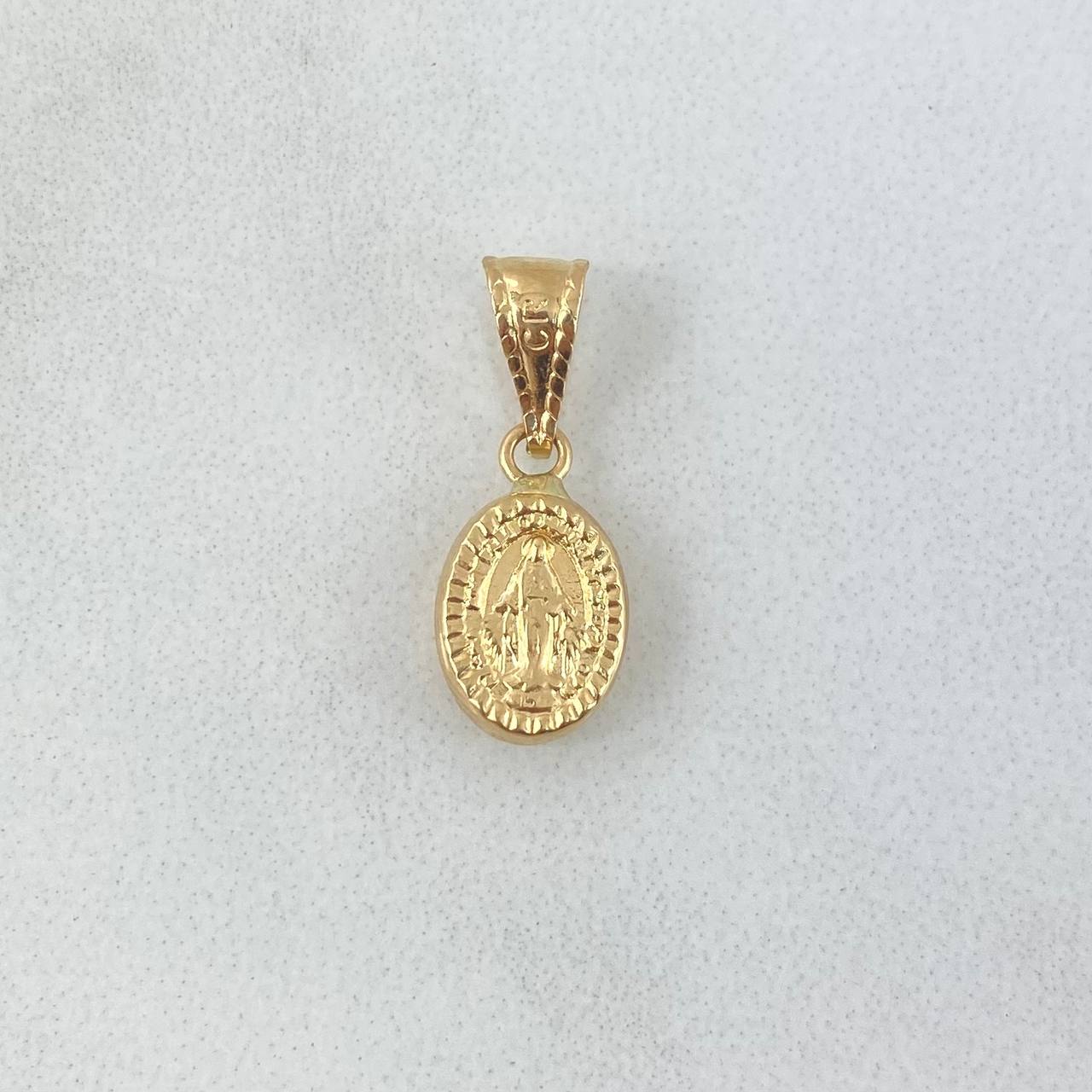 Dije Virgen Milagrosa Ovalada 0.4gr / 1.8mm Bordeada Oro Amarillo 18K ©