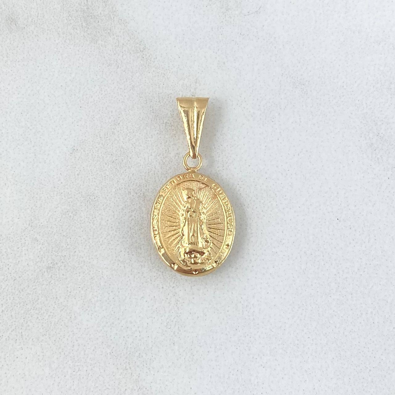 Dije Virgen Guadalupe Ovalada 0.8gr / 2.2mm Troquelada - Cargador Liso Oro Amarillo 18K ©