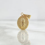 Dije Virgen Guadalupe Ovalada 0.8gr / 2.2mm Troquelada - Cargador Liso Oro Amarillo 18K ©