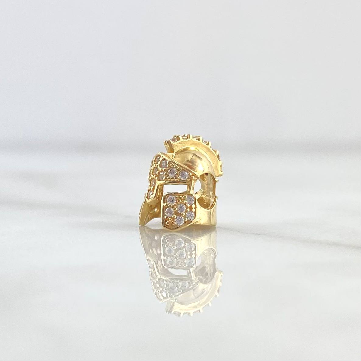 Herraje Casco de Espartano 1.5gr / 1cm / Circones Blancos Oro Amarillo 18K