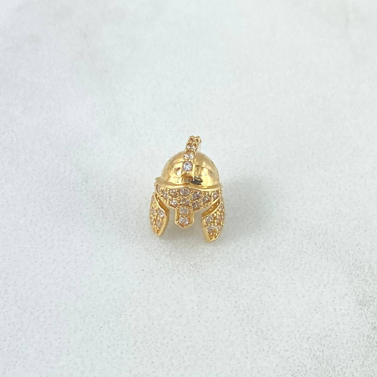 Herraje Casco de Espartano 1.5gr / 1cm / Circones Blancos Oro Amarillo 18K