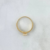 Anillo Solitario Churumbela Corazones 1.55gr / T6 / Circones Blancos Oro Amarillo 18K