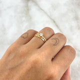 Anillo Solitario Churumbela Corazones 1.55gr / T6 / Circones Blancos Oro Amarillo 18K