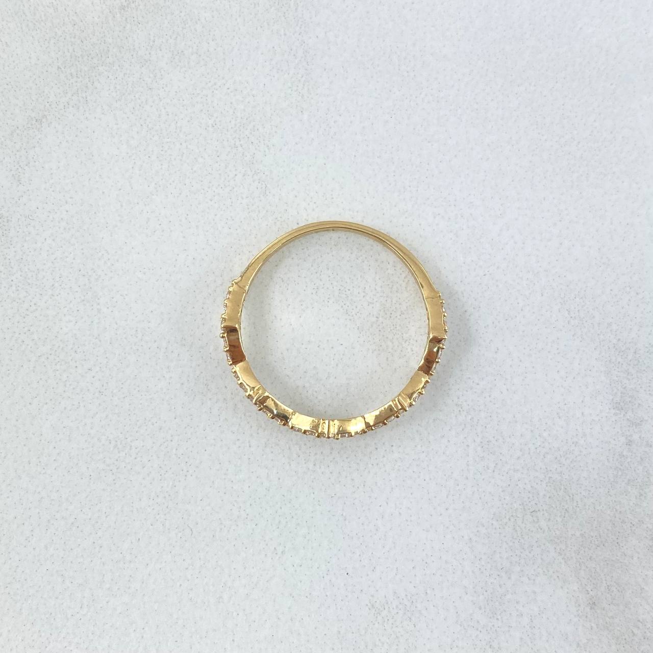 Anillo Ola en Zig - Zag 1.15gr / T4 3/4 / Circones Blancos Oro Amarillo 18K