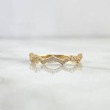 Anillo Olas en Zig Zag 1.55gr / T7 / Circones Blancos Oro Amarillo 18K