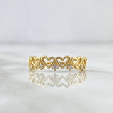 Anillo Linea de Corazones Chispa 1.65gr / T4 3/4 / Circones Blancos Oro Amarillo 18K