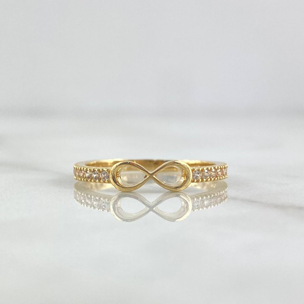 Anillo Infinito Lineal 1.7gr / T6 3/4 / Circones Blancos Oro Amarillo 18K ©