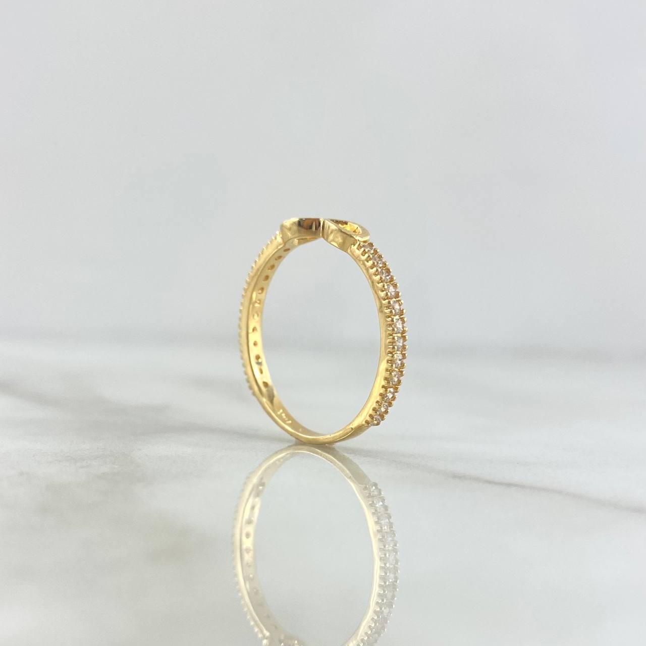 Anillo Infinito Lineal 1.7gr / T6 3/4 / Circones Blancos Oro Amarillo 18K ©