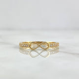 Anillo Infinito Lineal 1.7gr / T6 3/4 / Circones Blancos Oro Amarillo 18K ©
