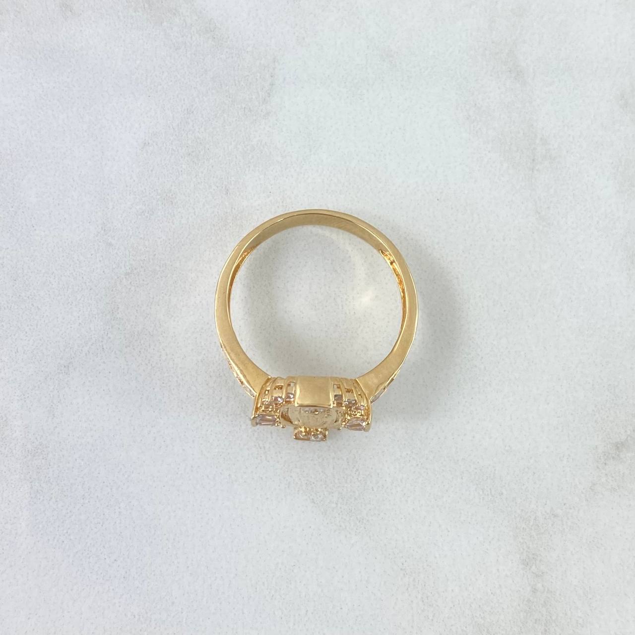 Anillo Virgen Milagrosa 4.6gr / T8 3/4 / Circones Blancos Oro Amarillo 18K