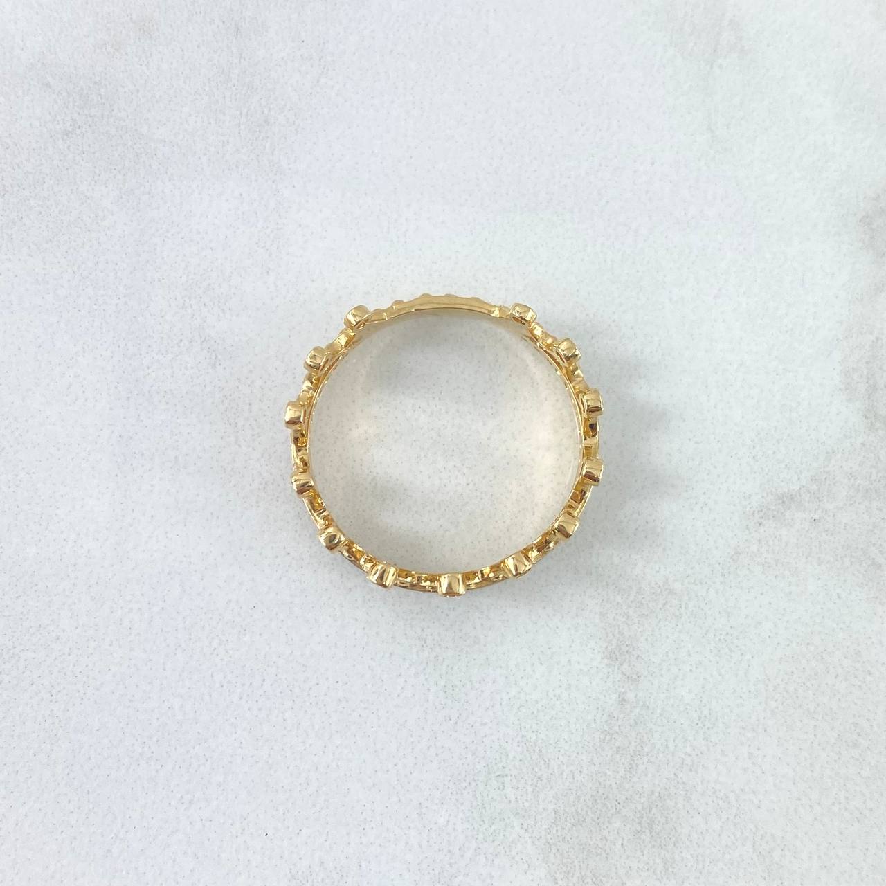 Anillo Corona Puente 3.6gr / T78 / Circones Blancos Dos Oros Amarillo Blanco 18K