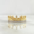 Anillo Corona Puente 3.6gr / T78 / Circones Blancos Dos Oros Amarillo Blanco 18K