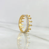 Anillo Corona Puente 3.6gr / T78 / Circones Blancos Dos Oros Amarillo Blanco 18K