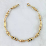 Pulso Rústico Barril Combinado 4.85gr / 19.5cm / 5mm Rayado - Diamantado - Texturizado - Cauchos Negros Oro Amarillo 18K ©