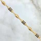 Cadena Rústica Barril 13.1gr / 60cm / 5mm Lisa - Rayada Cauchos Negros Oro Amarillo 18K ©