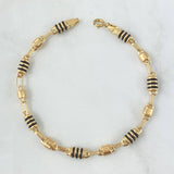 Pulso Rústico Barril 4.8gr / 20cm / 5mm Liso - Rayado Cauchos Negros Oro Amarillo 18K