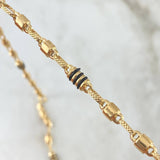 Cadena Rústica Barril 12.9gr / 60cm / 5mm Lisa - Rayada Cauchos Negros Oro Amarillo 18K