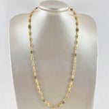 Cadena Rústica Barril 12.9gr / 60cm / 5mm Lisa - Rayada Cauchos Negros Oro Amarillo 18K