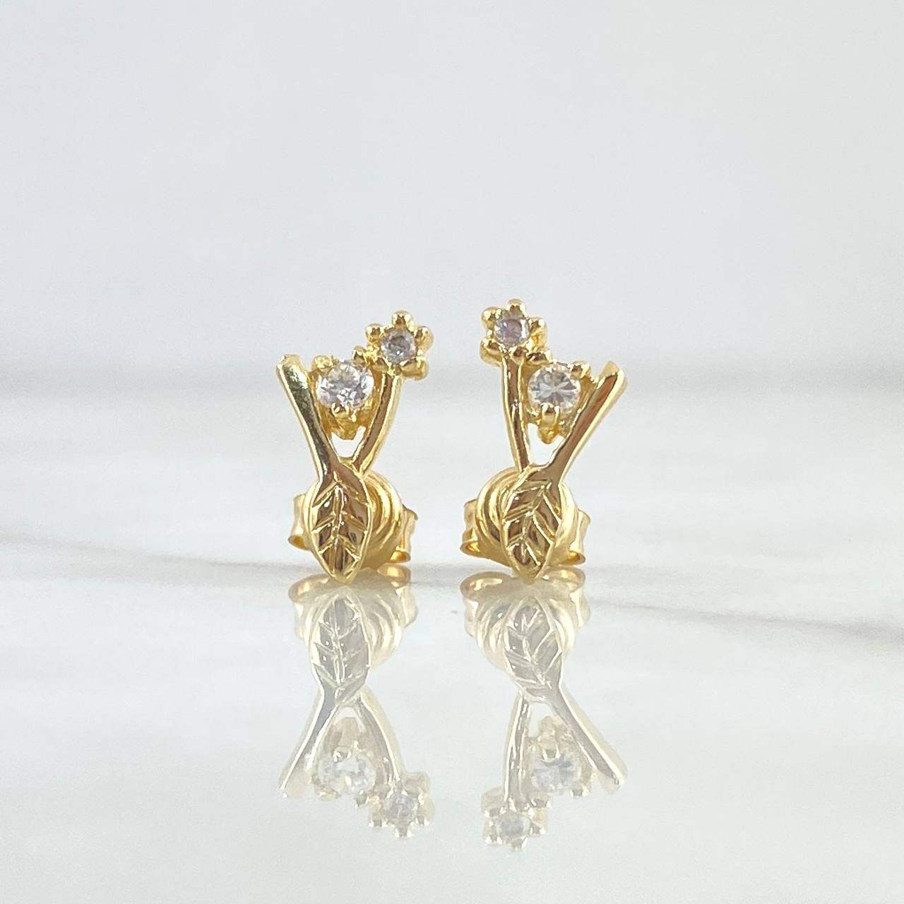 Topos Copos Hoja 1.8gr / 10mm Circones Blancos Oro Amarillo 18K ©