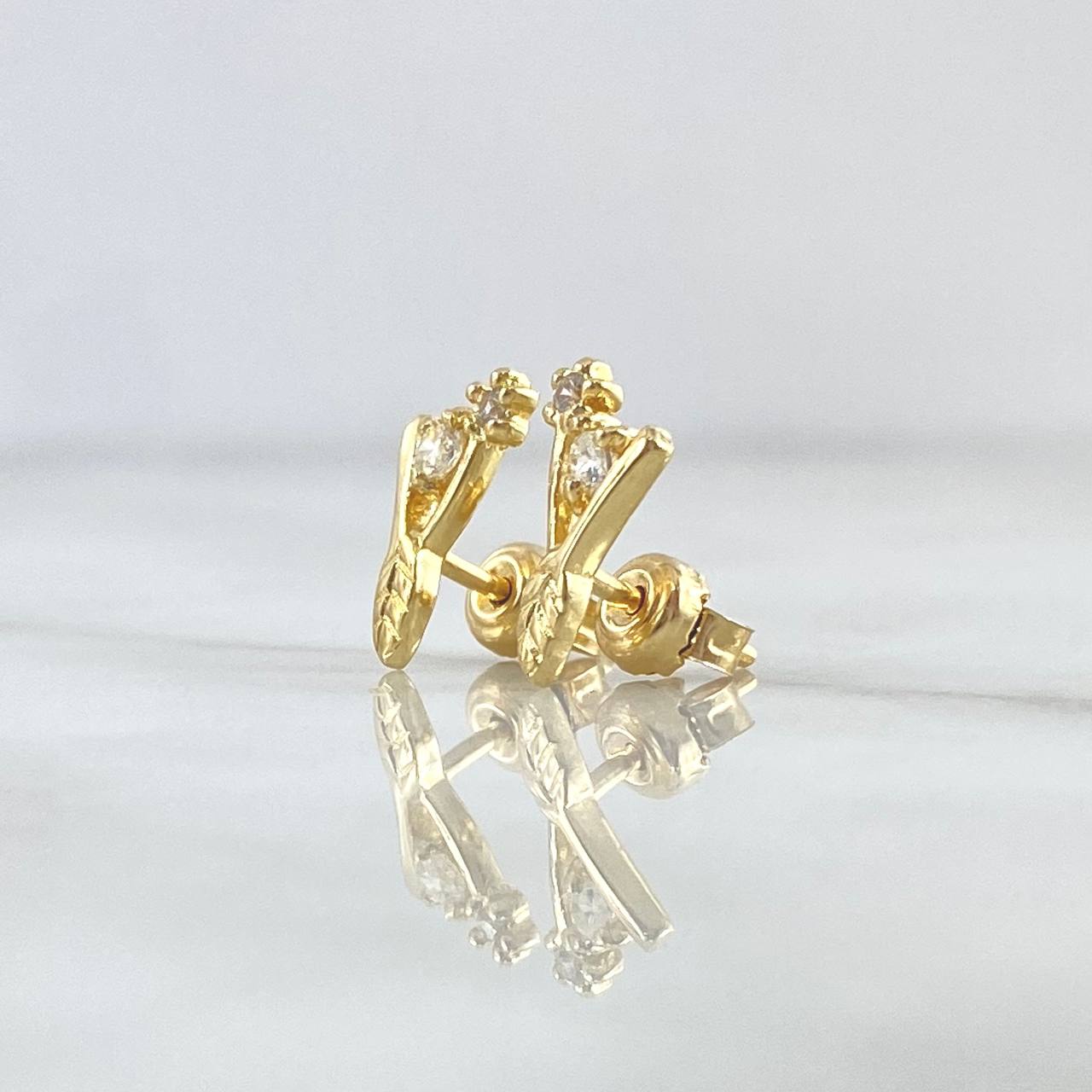 Topos Copos Hoja 1.8gr / 10mm Circones Blancos Oro Amarillo 18K ©