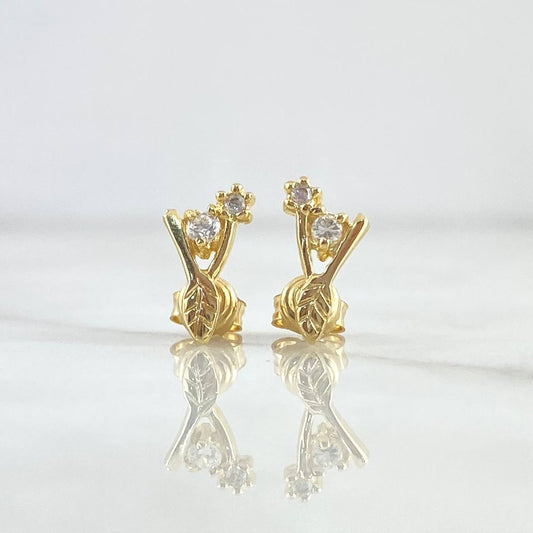 Topos Copos Hoja 1.8gr / 10mm Circones Blancos Oro Amarillo 18K ©