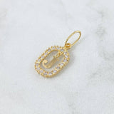 Dije Marco Letra J Colgante 1.4gr / 2.5cm - 1.8cm / Circones Blancos Oro Amarillo 18K
