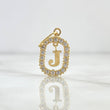 Dije Marco Letra J Colgante 1.4gr / 2.5cm - 1.8cm / Circones Blancos Oro Amarillo 18K