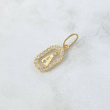 Dije Marco Letra A Colgante 1.3gr / 2.5cm - 1.8cm / Circones Blancos Oro Amarillo 18K