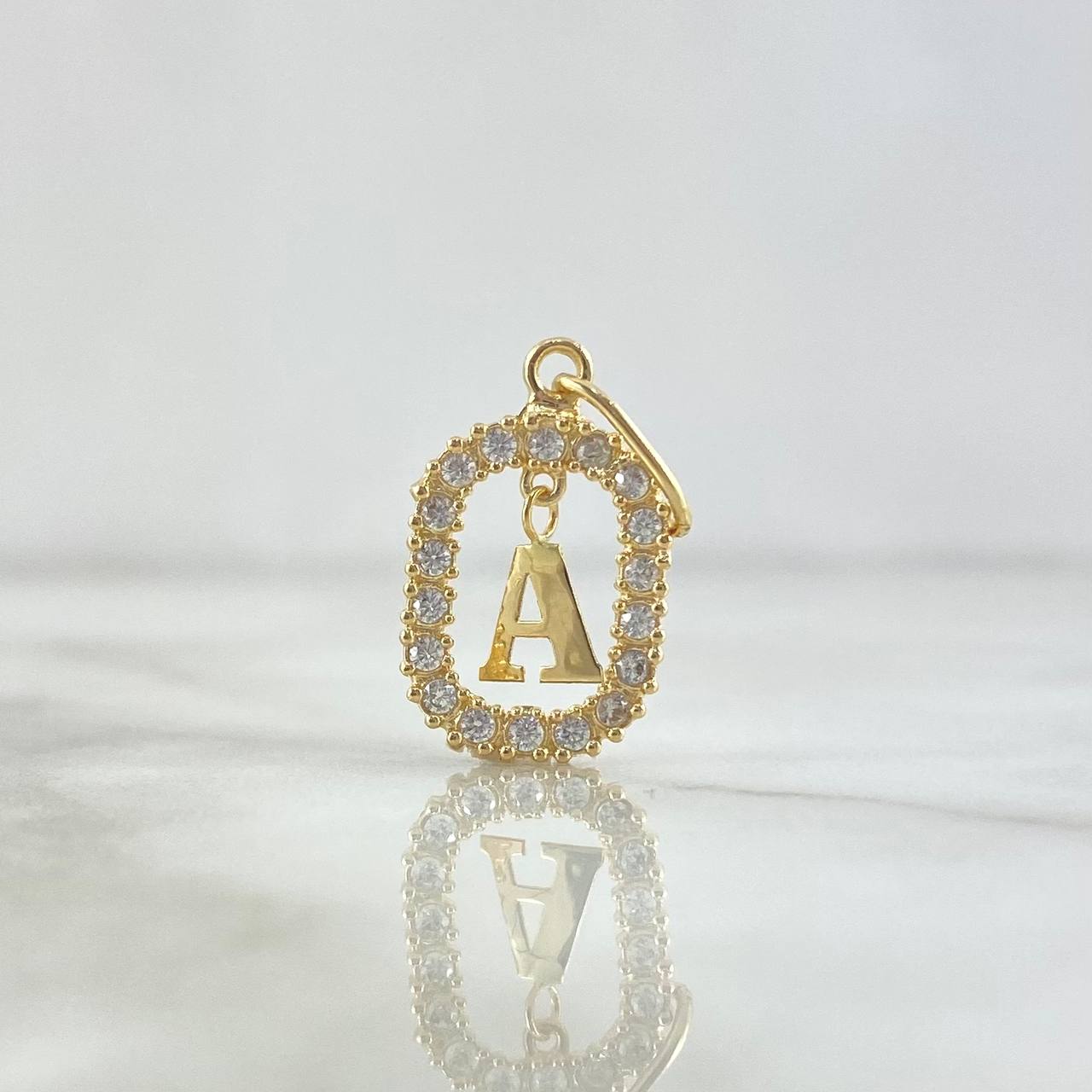 Dije Marco Letra A Colgante 1.3gr / 2.5cm - 1.8cm / Circones Blancos Oro Amarillo 18K
