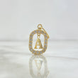 Dije Marco Letra A Colgante 1.3gr / 2.5cm - 1.8cm / Circones Blancos Oro Amarillo 18K