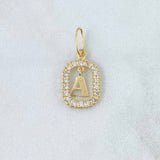 Dije Marco Letra A Colgante 1.3gr / 2.5cm - 1.8cm / Circones Blancos Oro Amarillo 18K