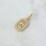 Dije Marco Letra S Colgante 1.4gr / 2.5cm - 1.8cm / Circones Blancos Oro Amarillo 18K