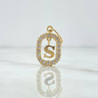 Dije Marco Letra S Colgante 1.4gr / 2.5cm - 1.8cm / Circones Blancos Oro Amarillo 18K
