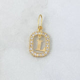 Dije Marco Letra L Colgante 1.35gr / 2.5cm - 1.8cm / Circones Blancos Oro Amarillo 18K