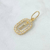 Dije Marco Letra L Colgante 1.35gr / 2.5cm - 1.8cm / Circones Blancos Oro Amarillo 18K